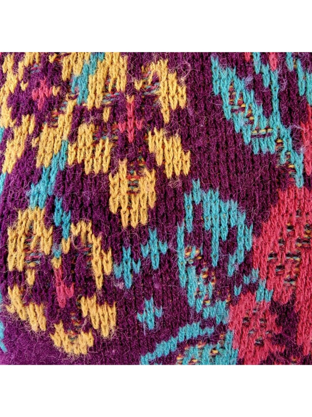 Vintage 80s Floral Sweater Women XL 14 Purple Knit Top Colorful Flower Soft 16 - Picture 6 of 13